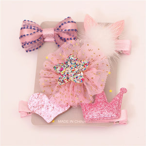 1 Set =5PCS girls flowers hair clips cartoon hairpins toddlers kids Children Animal Bow SAFE Barrettes Hair Accessories Headwear
