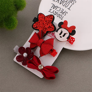 1 Set =5PCS girls flowers hair clips cartoon hairpins toddlers kids Children Animal Bow SAFE Barrettes Hair Accessories Headwear