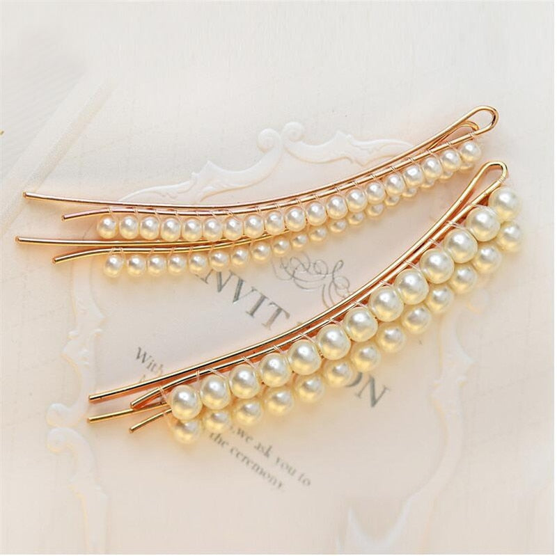 Pair of Elegant Bobby Pins in Selection of Simulated Pearls or Stones