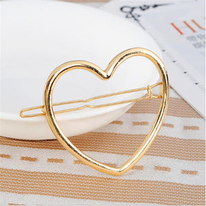 2 Heart-shaped Ponytail Hair Clips one in Gold & one in Silver
