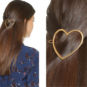 2 Heart-shaped Ponytail Hair Clips one in Gold & one in Silver