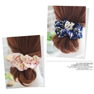 2017 FANSSEE Fashion Girls hair accessories rustic small fresh flower beaded pearl headband rubber band elastic hair bands