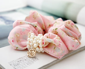 2017 FANSSEE Fashion Girls hair accessories rustic small fresh flower beaded pearl headband rubber band elastic hair bands