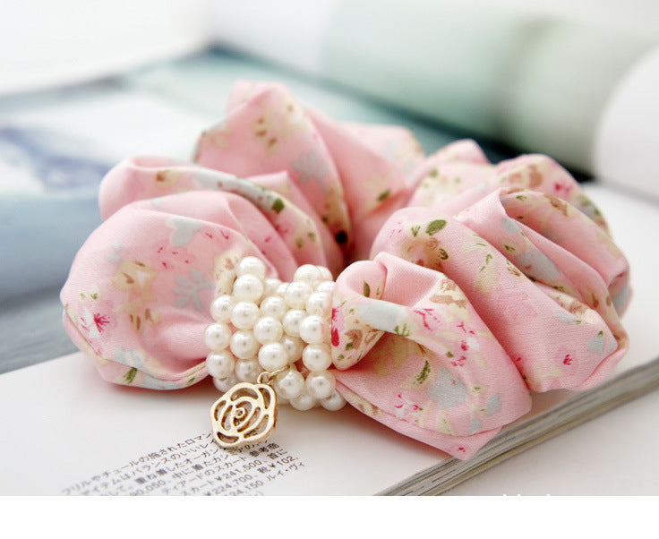 2017 FANSSEE Fashion Girls hair accessories rustic small fresh flower beaded pearl headband rubber band elastic hair bands