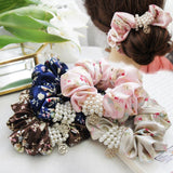 2017 FANSSEE Fashion Girls hair accessories rustic small fresh flower beaded pearl headband rubber band elastic hair bands