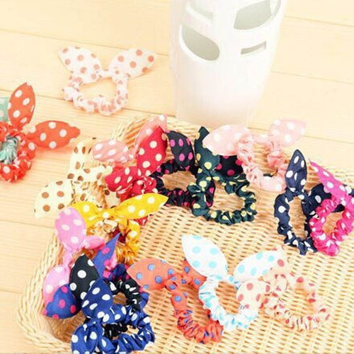 10 pcs Women Girl Rabbit Ear Scrunchie Hair band rope Elastic Tie Ponytail Holder Accessories