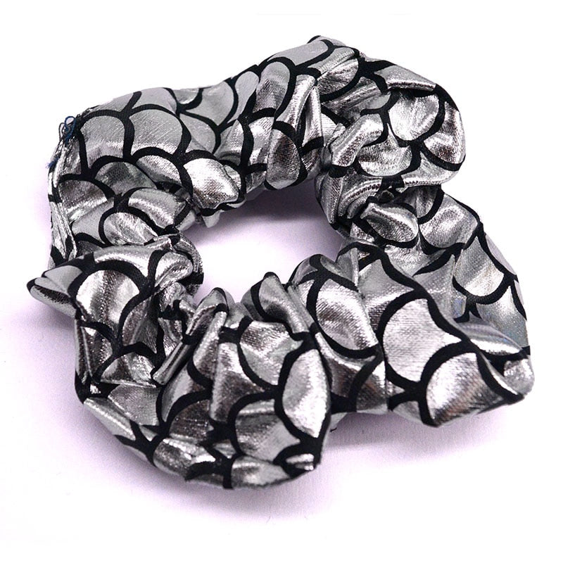 6 Pcs/Pack Glitter Bling Metalic Large Scrunchies Women Dancing Bun Hair Ties Ropes for Women Accessories PT098
