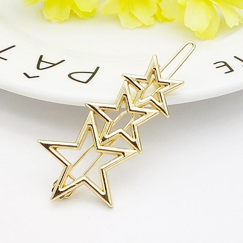 1PC New Fashion Women Girls Star Hair Clips Delicate geometric Hair Pin Hair Decorations moon hairpin Silver color barrette