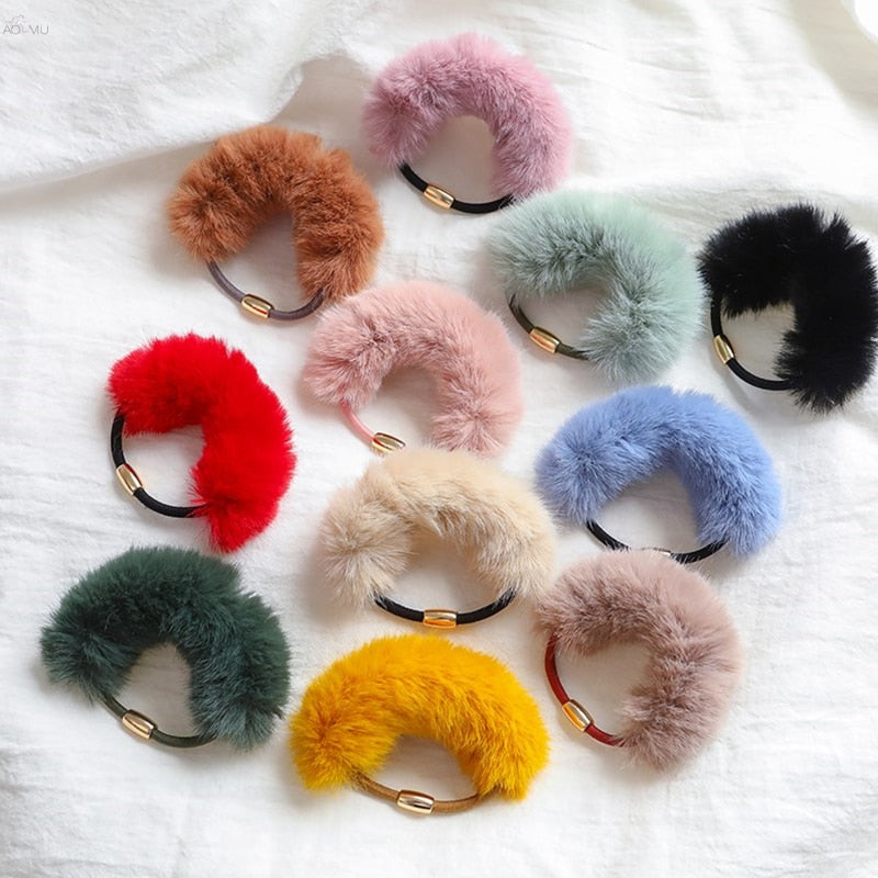 Soft Faux Fur Hair Elastic in Classic Popular Colors
