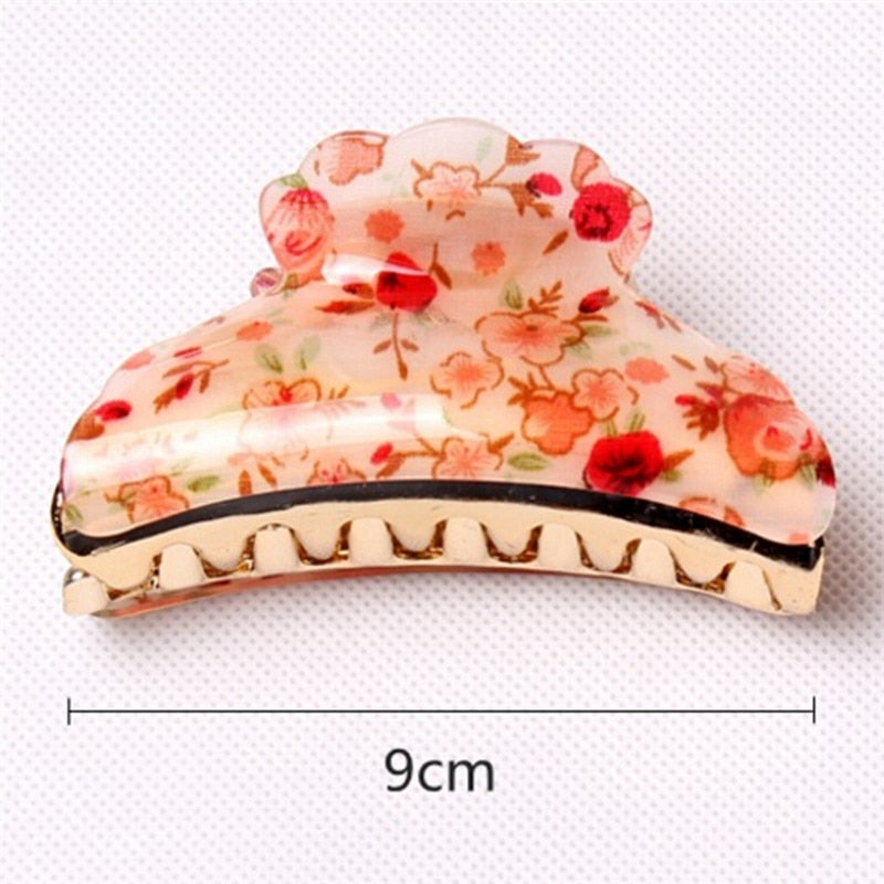 Set of 6 Beautifully Patterned Pastel Claw Hair Clips