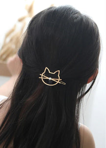 2 Gold Cat Lovers Kitty Hair Grips