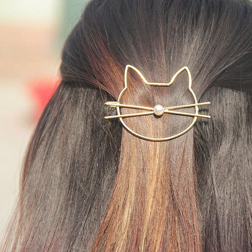 2 Gold Cat Lovers Kitty Hair Grips