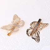 3 Pairs of Gold Metallic Butterfly Hair Clips