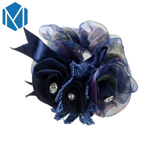 Cute Flower Hair Scrunchie decorated with Rhinestones