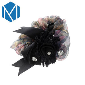 Cute Flower Hair Scrunchie decorated with Rhinestones
