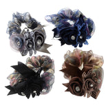 Cute Flower Hair Scrunchie decorated with Rhinestones