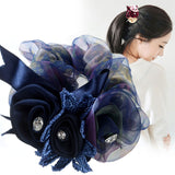 Cute Flower Hair Scrunchie decorated with Rhinestones