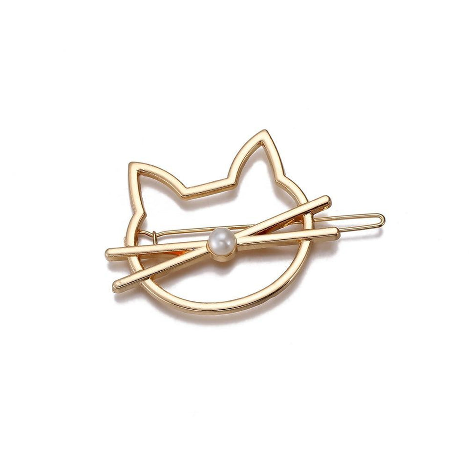 2 Gold Cat Lovers Kitty Hair Grips