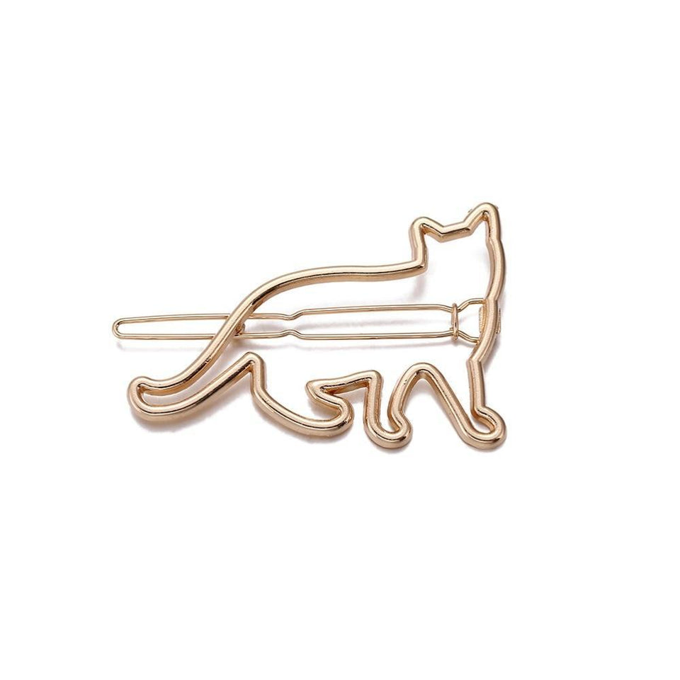 2 Gold Cat Lovers Kitty Hair Grips