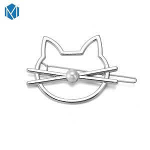 2 Silver Cat Lovers Kitty Hair Grips