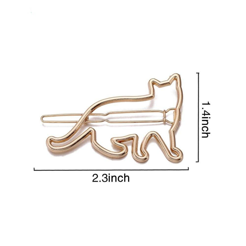 2 Gold Cat Lovers Kitty Hair Grips