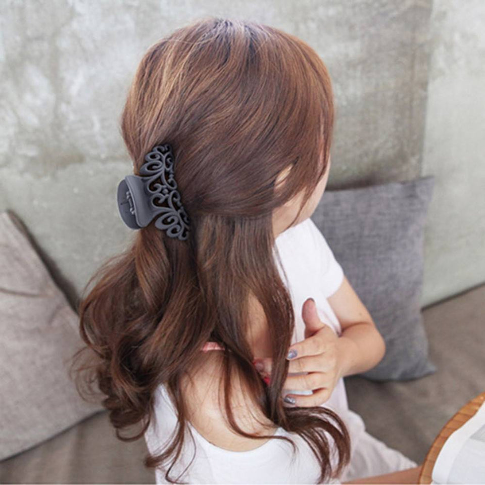 3 Large Carved Polymer Hair Claw Clips for Thicker Hair