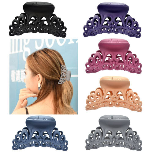 3 Large Carved Polymer Hair Claw Clips for Thicker Hair