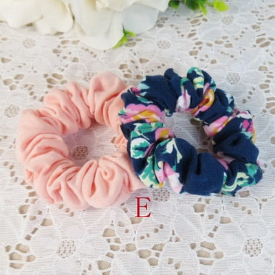 2 Pretty Ponytail Holder Hair Scrunchies