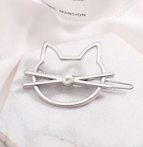 2 Silver Cat Lovers Kitty Hair Grips