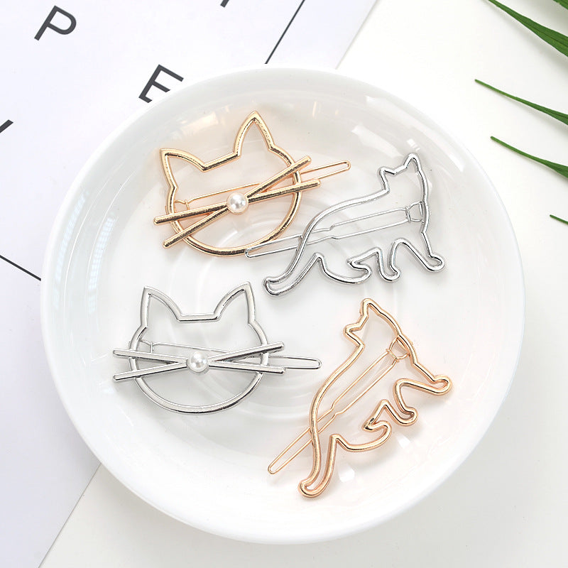 2 Gold Cat Lovers Kitty Hair Grips