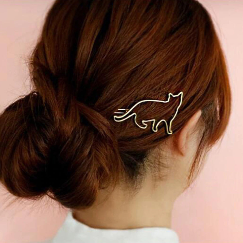 2 Silver Cat Lovers Kitty Hair Grips