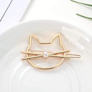2 Gold Cat Lovers Kitty Hair Grips