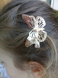 3 Pairs of Gold Metallic Butterfly Hair Clips