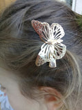 3 Pairs of Gold Metallic Butterfly Hair Clips