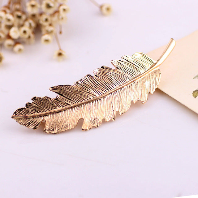 1Pcs Shiny Leaf Shape Fashion Metal Clip Barrette Hair Clips Headwear Women Girl Hair Pins Hair Accessories Glitter Hairpins
