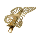 3 Pairs of Gold Metallic Butterfly Hair Clips